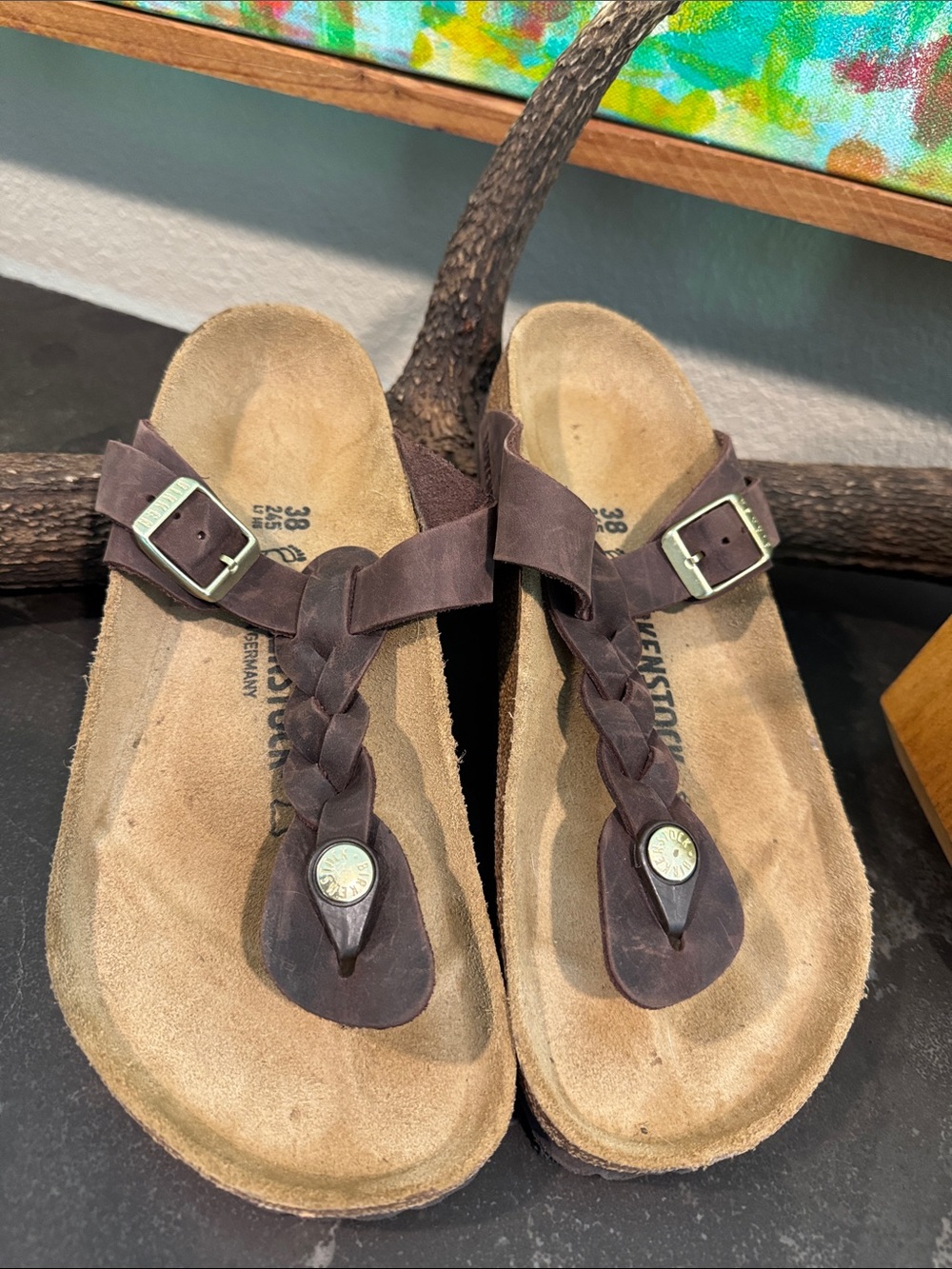 Birkenstock Brown Braided Toe-Post Sandals